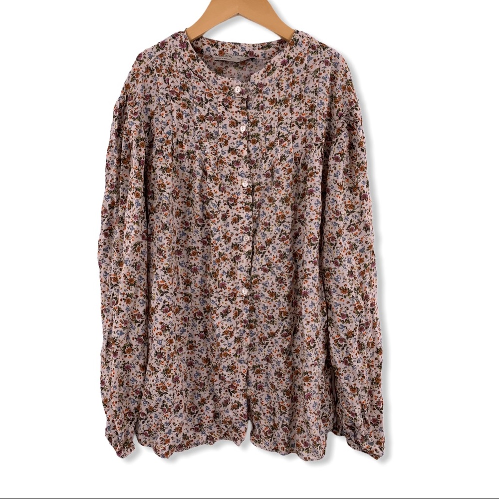 Zara floral button front loose fit blouse 13/14‎